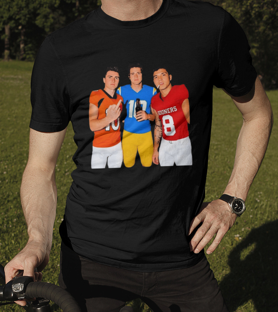 Bo Nix Justin Herbert Dillon Gabriel Football Players Gesture And Cigarette T-Shirt