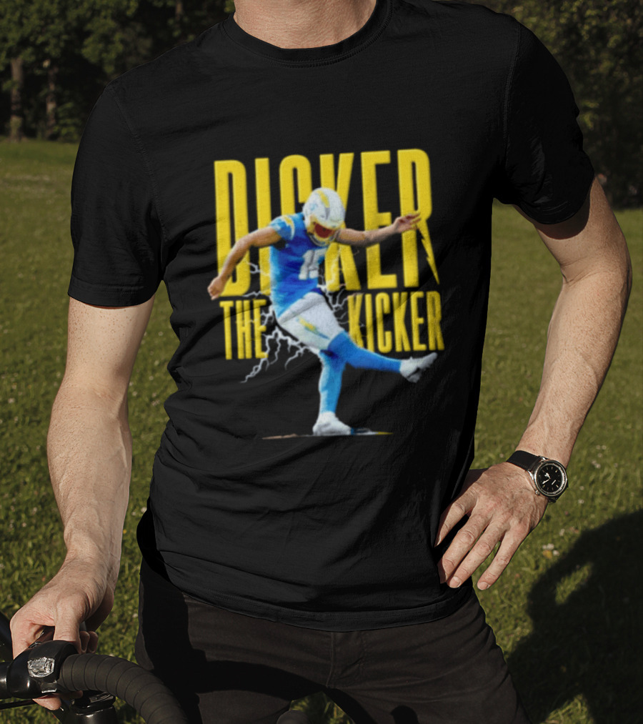 Cameron Dicker The Kicker Football Action Blue And Yellow T-Shirt