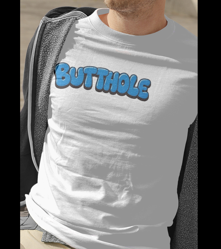 Butthole Bubble Letter Graffiti Blue T-Shirt
