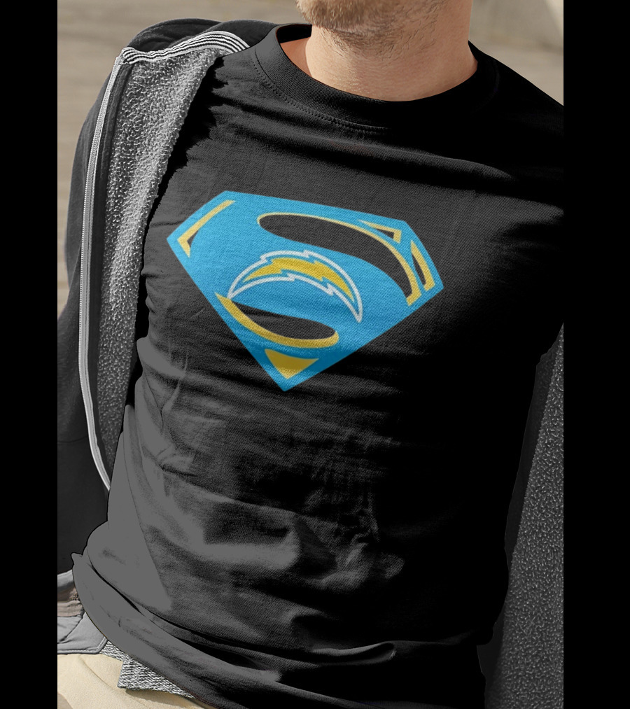 Los Angeles Chargers Superman Logo NFL Football Fan Gear T-Shirt