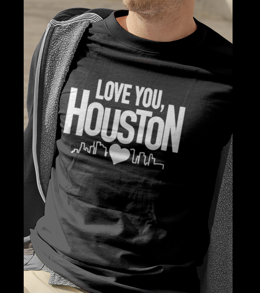 Love You Houston Skyline Heart Texas City Pride T-Shirt