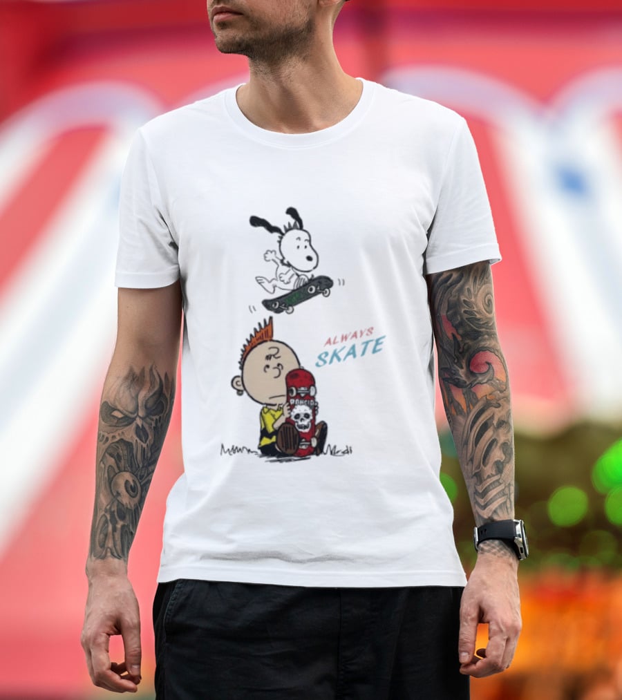 Charlie Brown Snoopy Always Skate NOFX Rancid T-Shirt