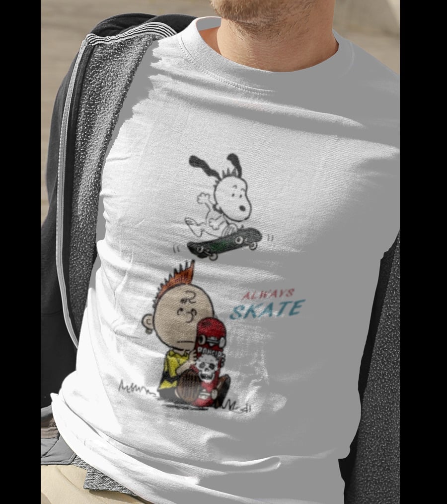 Charlie Brown Snoopy Always Skate NOFX Rancid T-Shirt