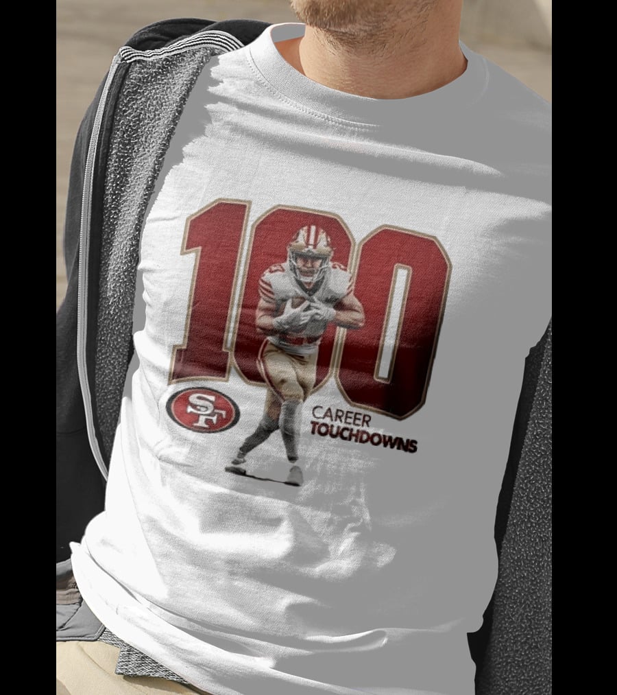 Christian McCaffrey 49ers 100 Career Touchdowns T-Shirt