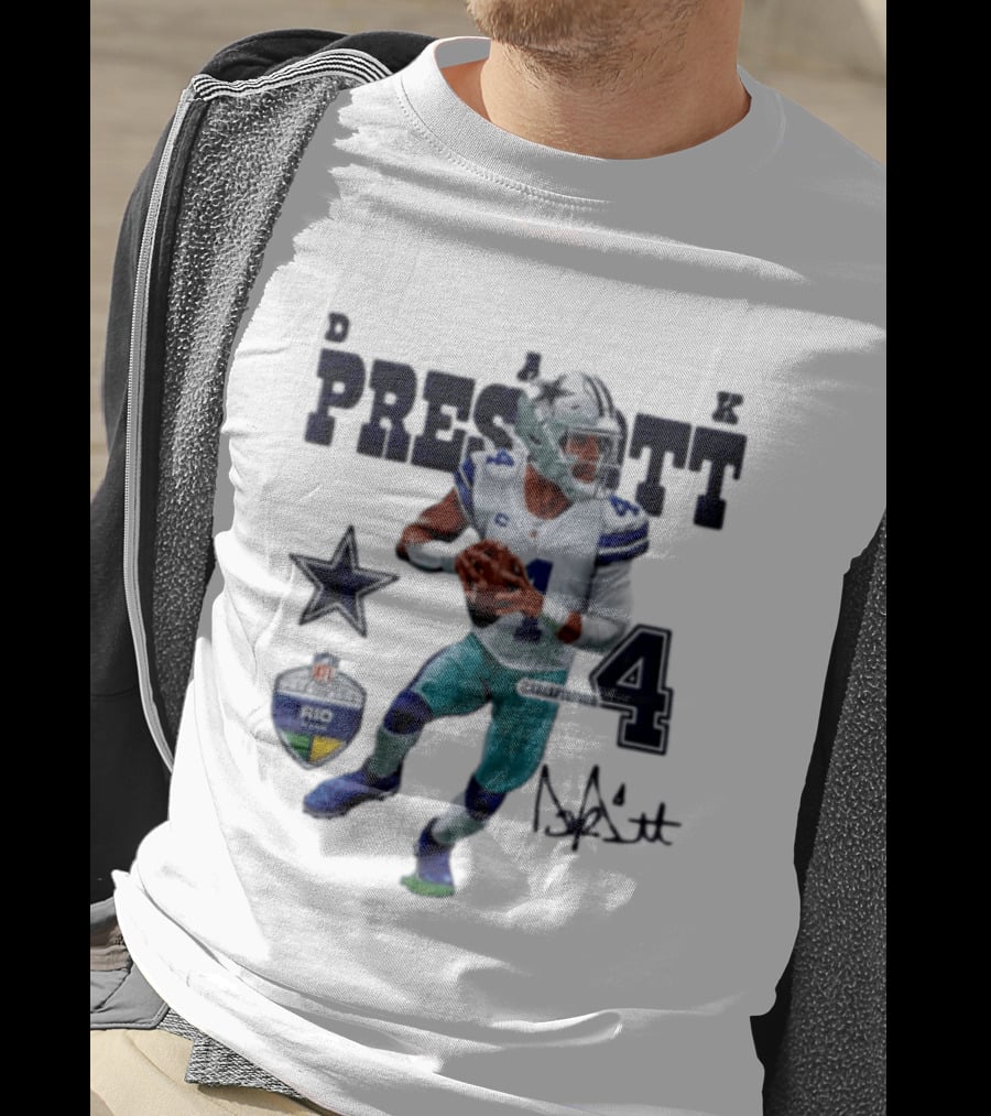 Dak Prescott Dallas Cowboys Quarterback 2026 Football Star Number 4 T-Shirt
