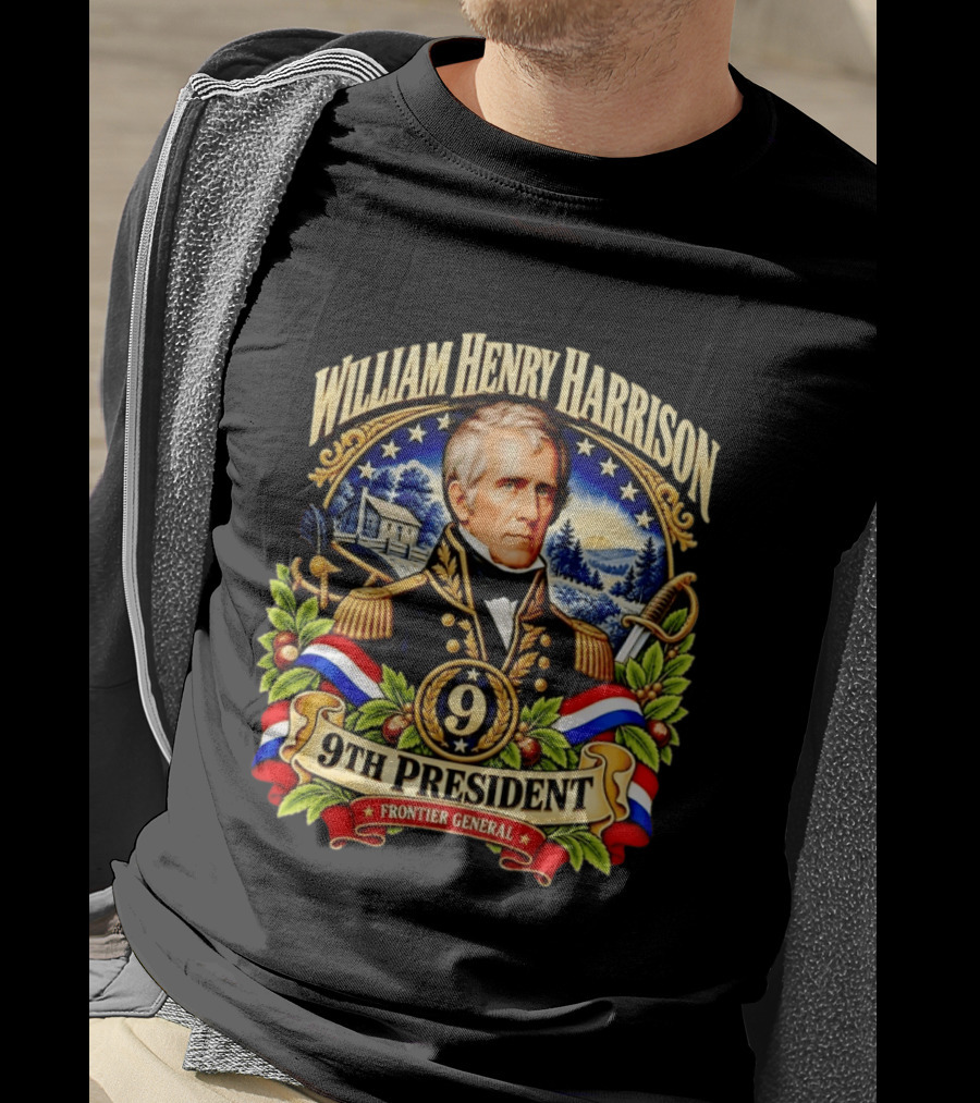 William Henry Harrison 9th President Frontier General Historical T-Shirt
