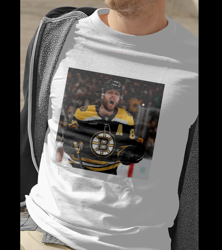 David Pastrnak Bruins Captain Announcement With Iconic Team Jersey Celebration T-Shirt