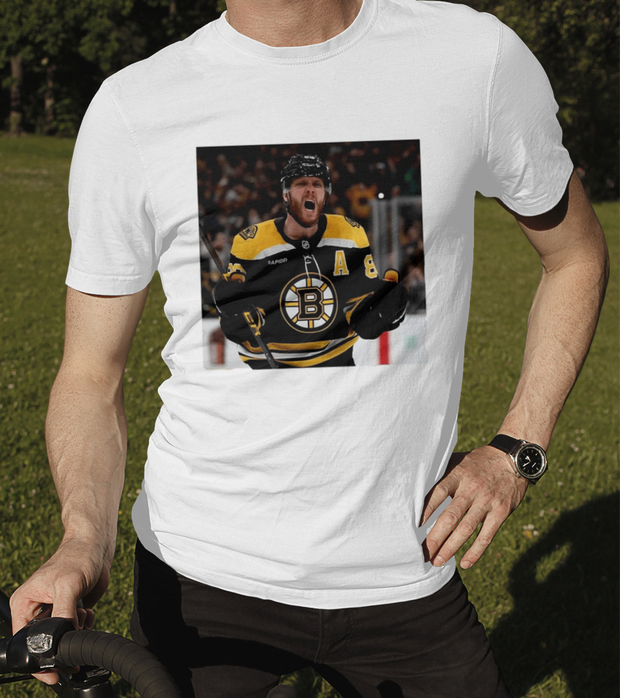 David Pastrnak Bruins Captain Announcement With Iconic Team Jersey Celebration T-Shirt