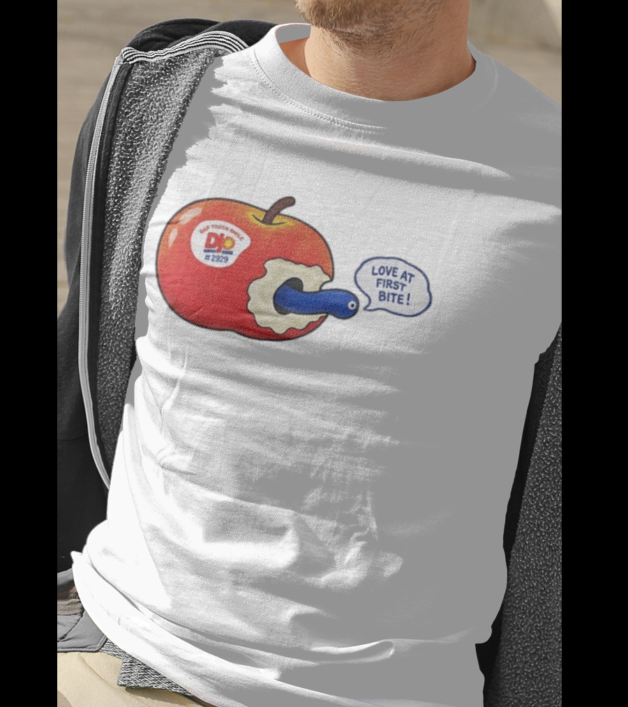 Gap Tooth Smile DJ No 2929 Love At First Bite Apple And Worm T-Shirt