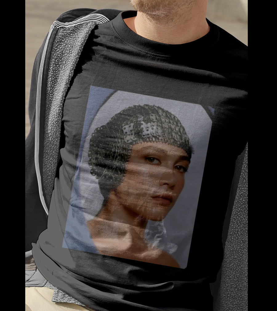 Florence Pugh Stuns On Vanity Fair With Elegant Chainmail Headpiece T-Shirt