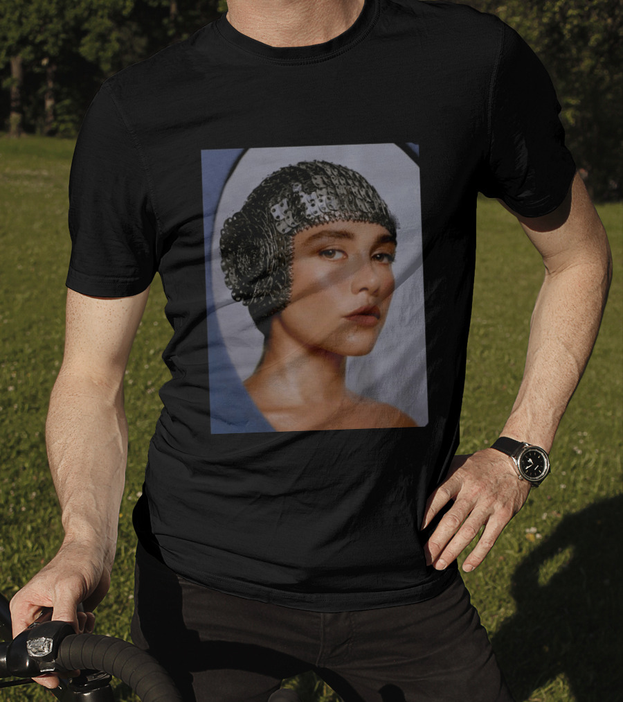 Florence Pugh Stuns On Vanity Fair With Elegant Chainmail Headpiece T-Shirt