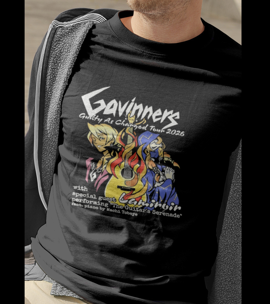 Gavinners Guilty As Charged Tour 2026 Special Guest Lamiroir Performing The Guitar's Serenade Machi Tobaye T-Shirt