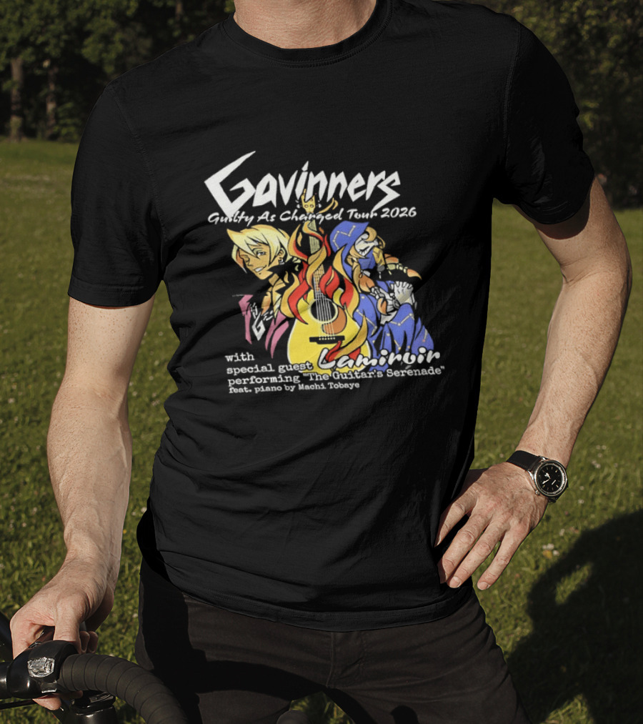 Gavinners Guilty As Charged Tour 2026 Special Guest Lamiroir Performing The Guitar's Serenade Machi Tobaye T-Shirt