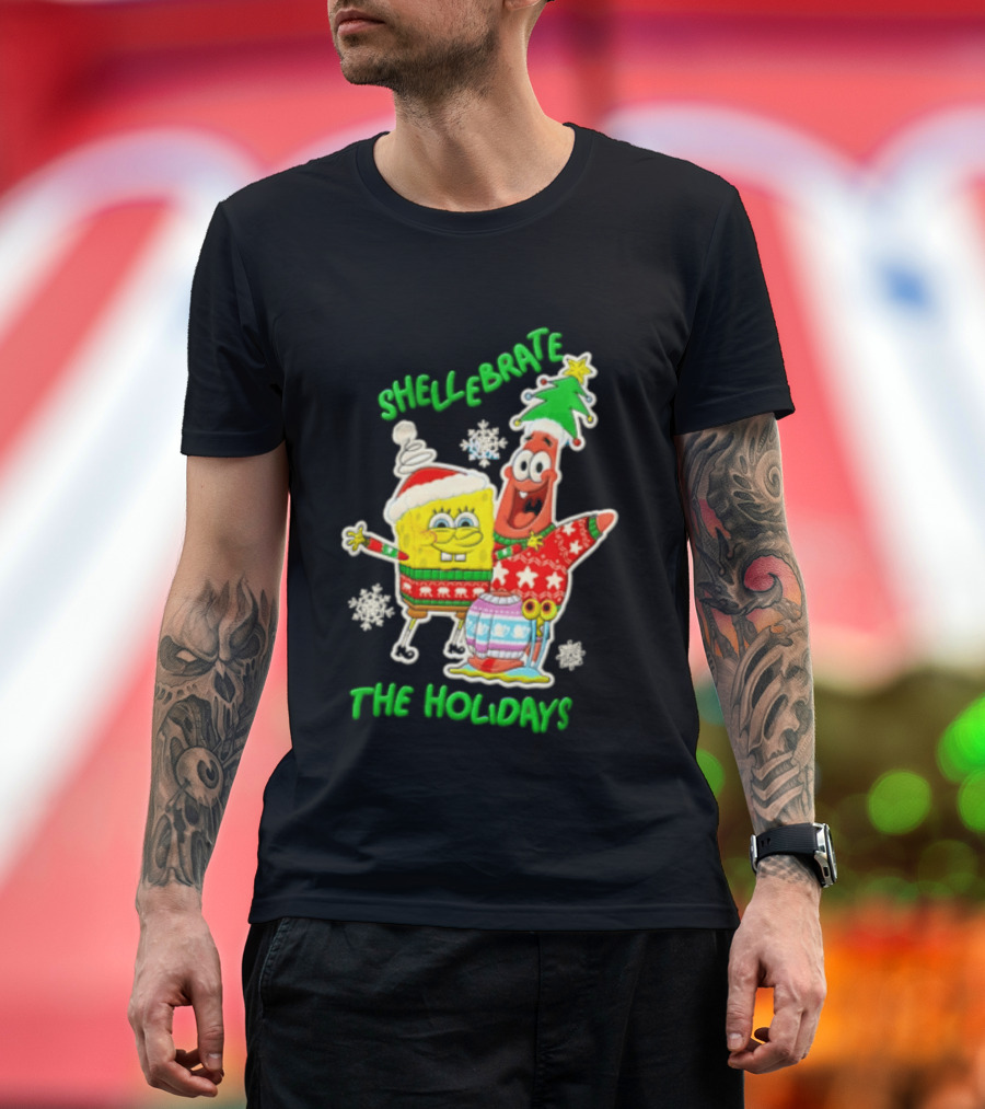 Shellebrate The Holidays With SpongeBob SquarePants And Patrick Star Festive Sweaters T-Shirt