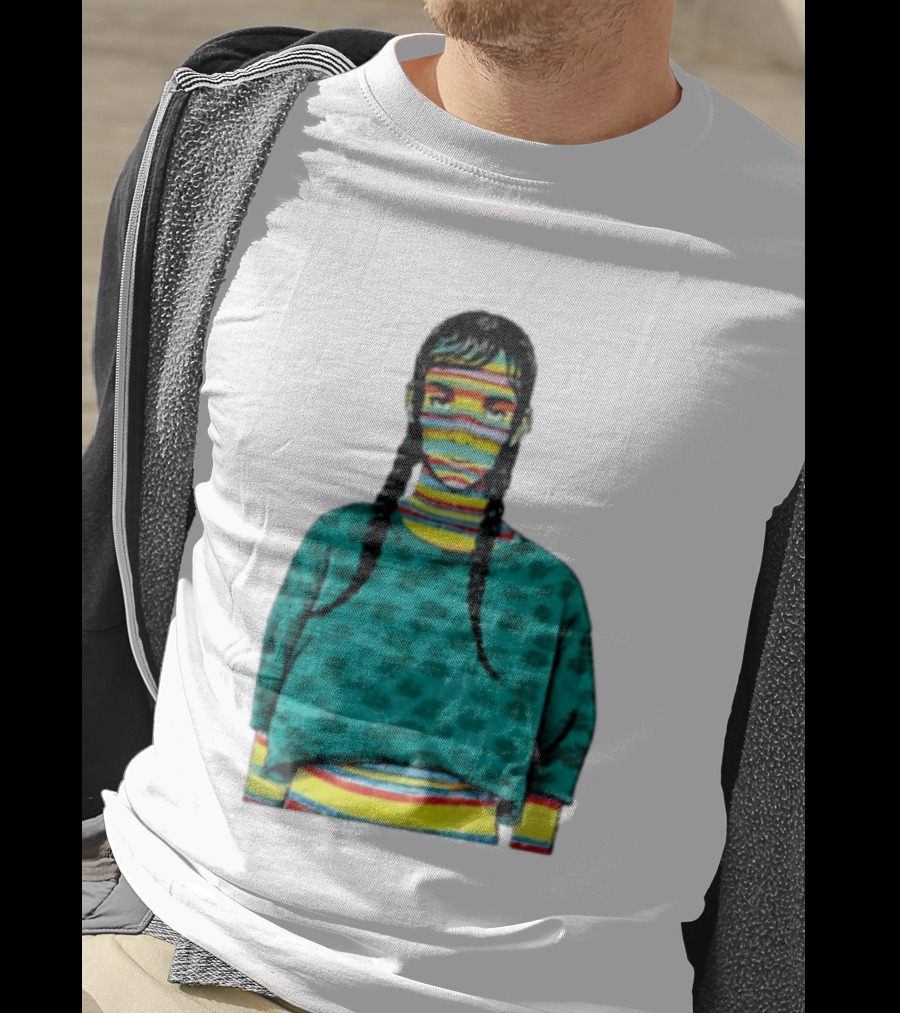 Sicko Last Spring Japan Kai Cenat Striped Face And Braids T-Shirt