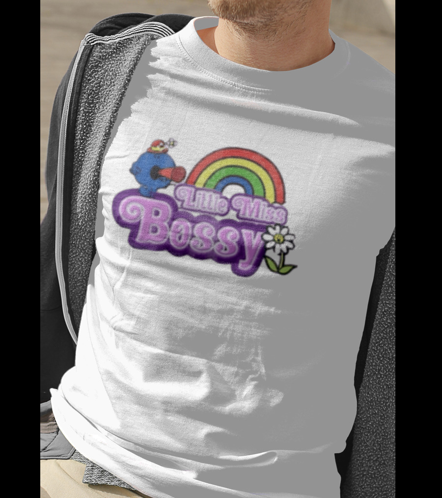 Little Miss Bossy Rainbow With Flower And Megaphone T-Shirt