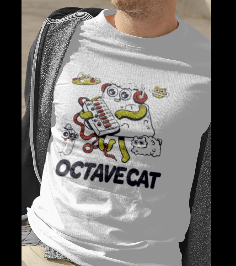 Octave Cat Synthesizer Headphones Pizza Slice T-Shirt