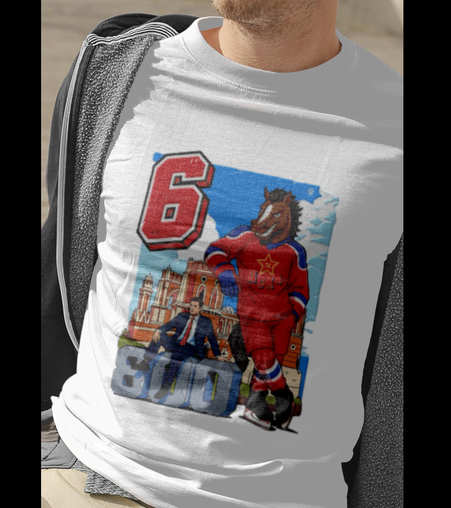 Valeri Kharlamov Cska Moscow KHL 6 800 Man In Suit With Stone Horse T-Shirt