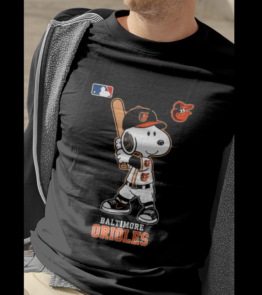 Snoopy Baltimore Orioles MLB Baseball Jersey With Bat And Cap T-Shirt