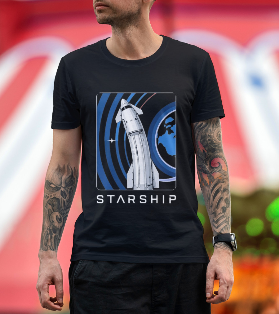 Starship Orbital Flight SpaceX Earth Trajectory T-Shirt
