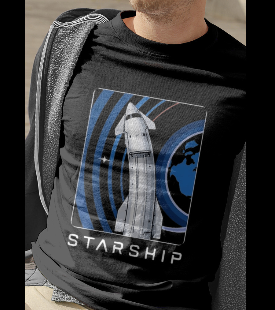 Starship Orbital Flight SpaceX Earth Trajectory T-Shirt