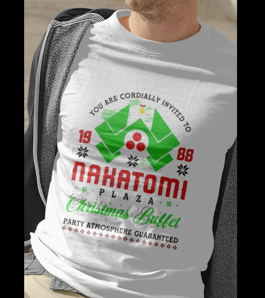 1988 Nakatomi Plaza Christmas Buffet Party Atmosphere Guaranteed Invitation T-Shirt