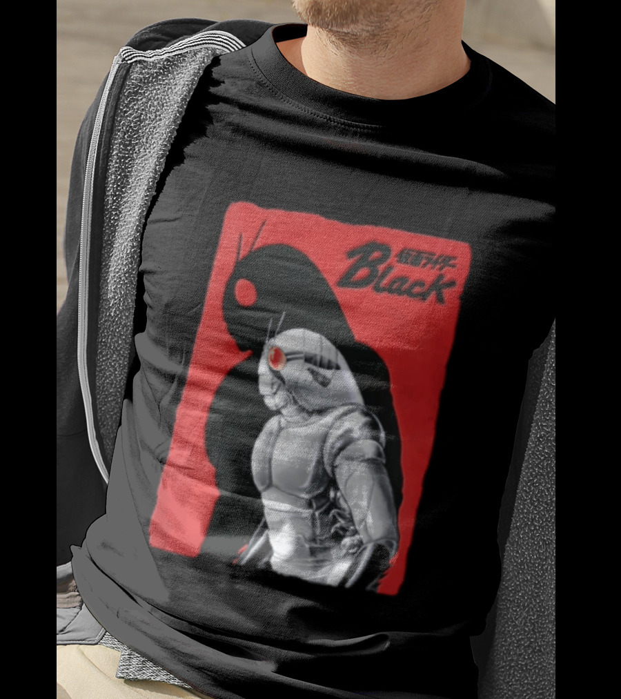 Kamen Rider Black Iconic Character Silhouette And Bold Red T-Shirt