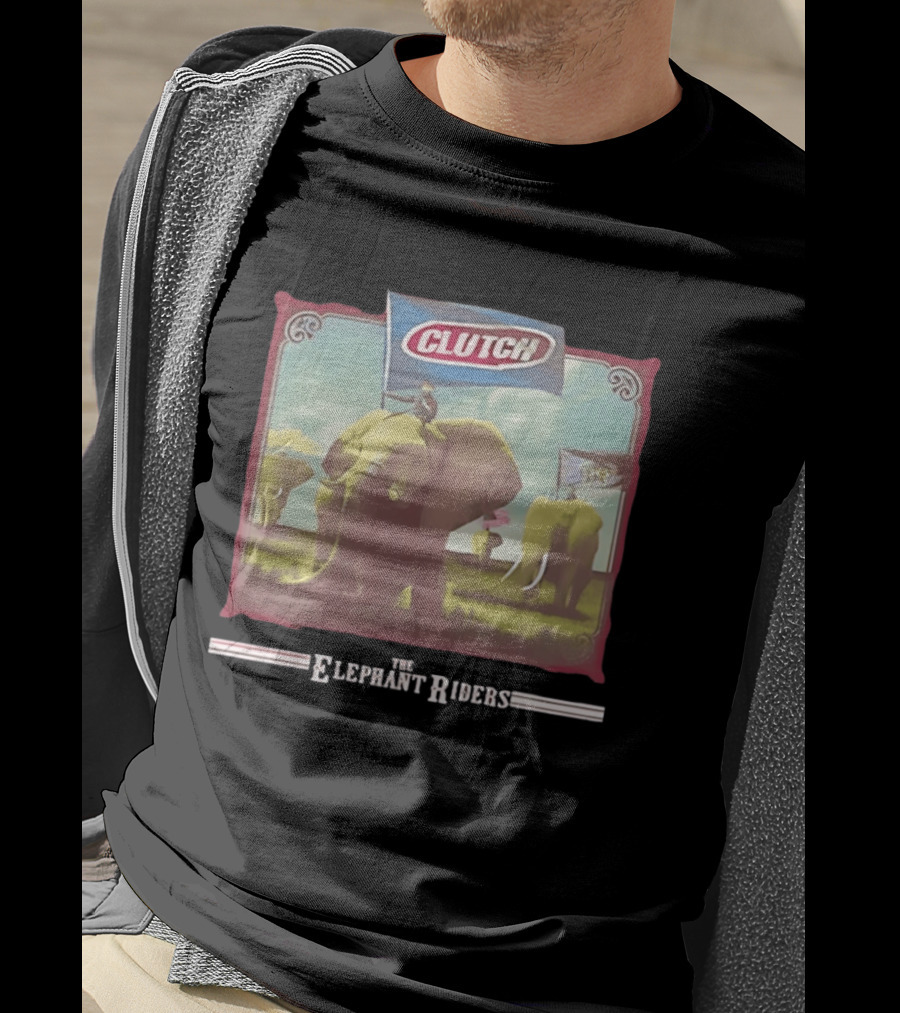 Clutch The Elephant Riders Alternative Metal Rock Music Elephant Banner T-Shirt