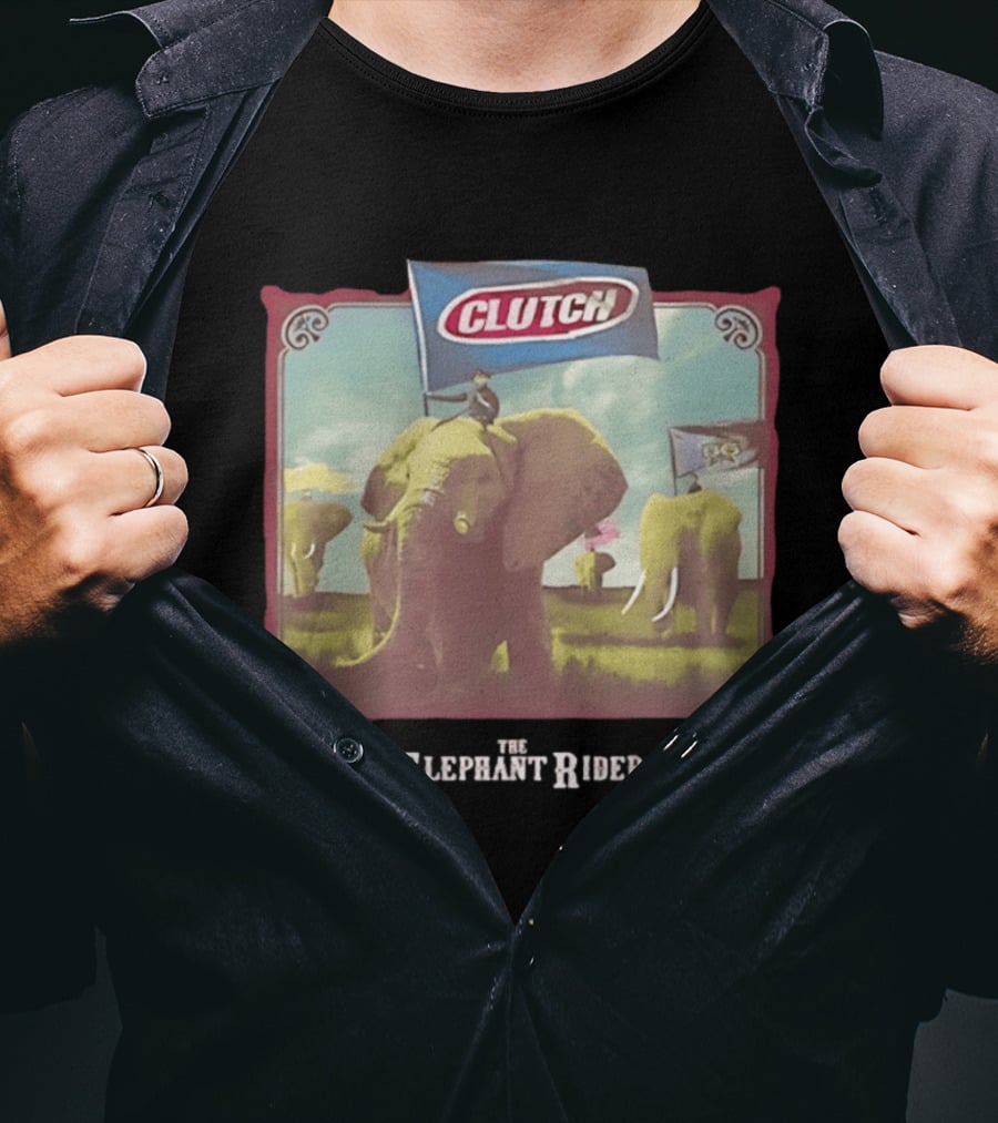 Clutch The Elephant Riders Alternative Metal Rock Music Elephant Banner T-Shirt