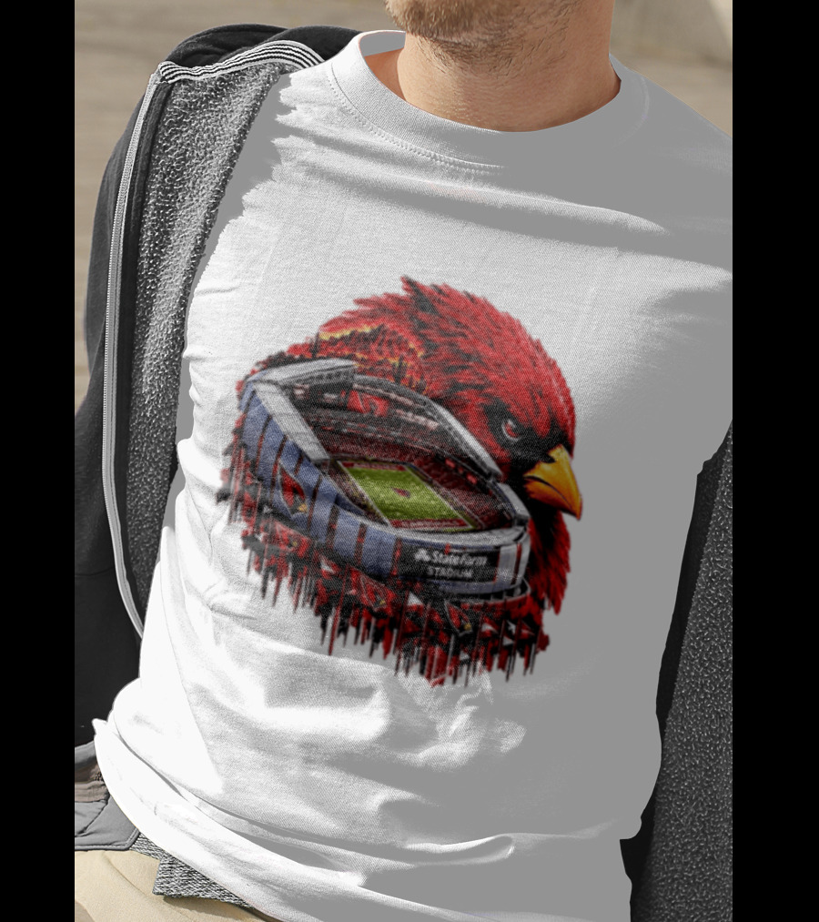 Arizona Cardinals State Farm Stadium With Cardinal Artwork And NFL Football T-Shirt