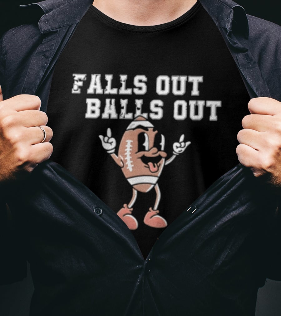 Falls Out Balls Out Football Cartoon T-Shirt