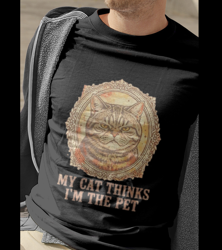 My Cat Thinks I'm The Pet Vintage Cat T-Shirt