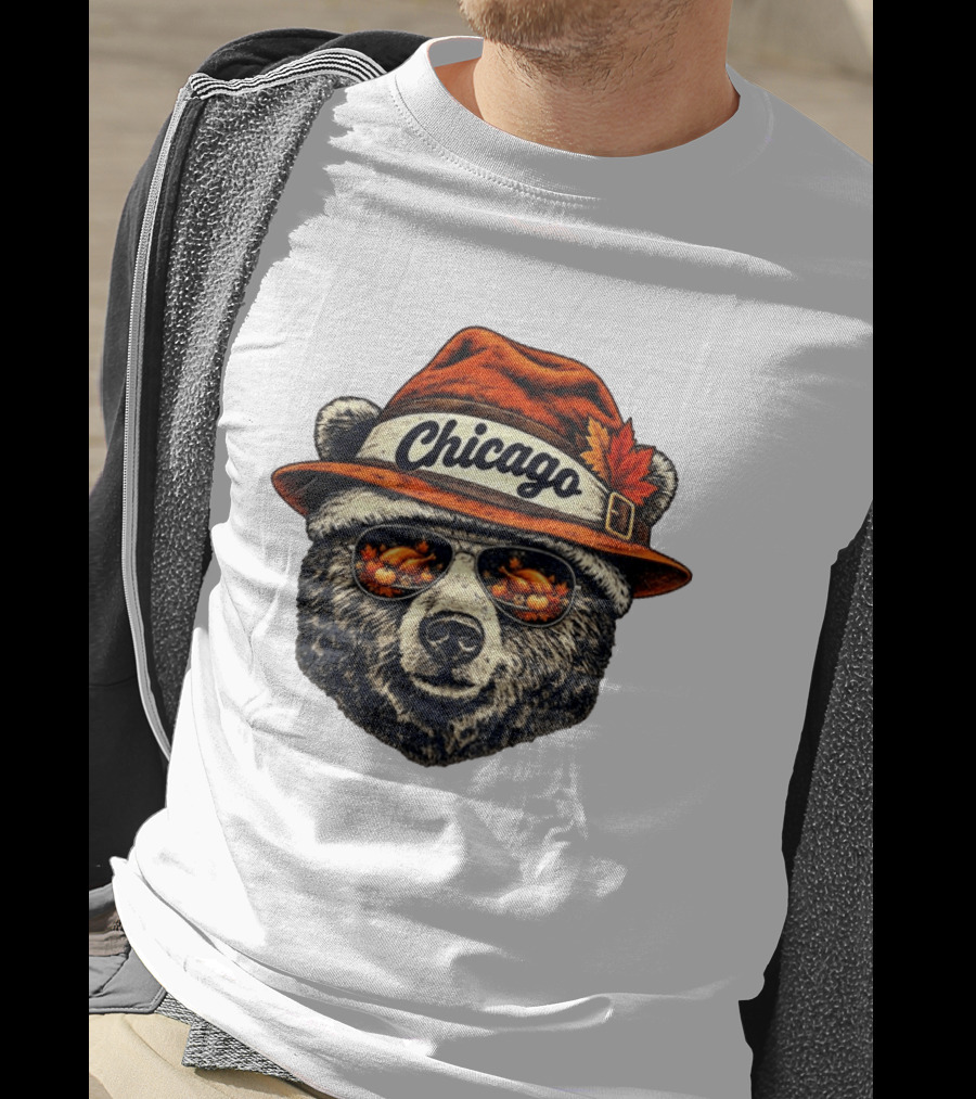 Chicago Bear Sunglasses With Thanksgiving Turkey Reflection Hat T-Shirt