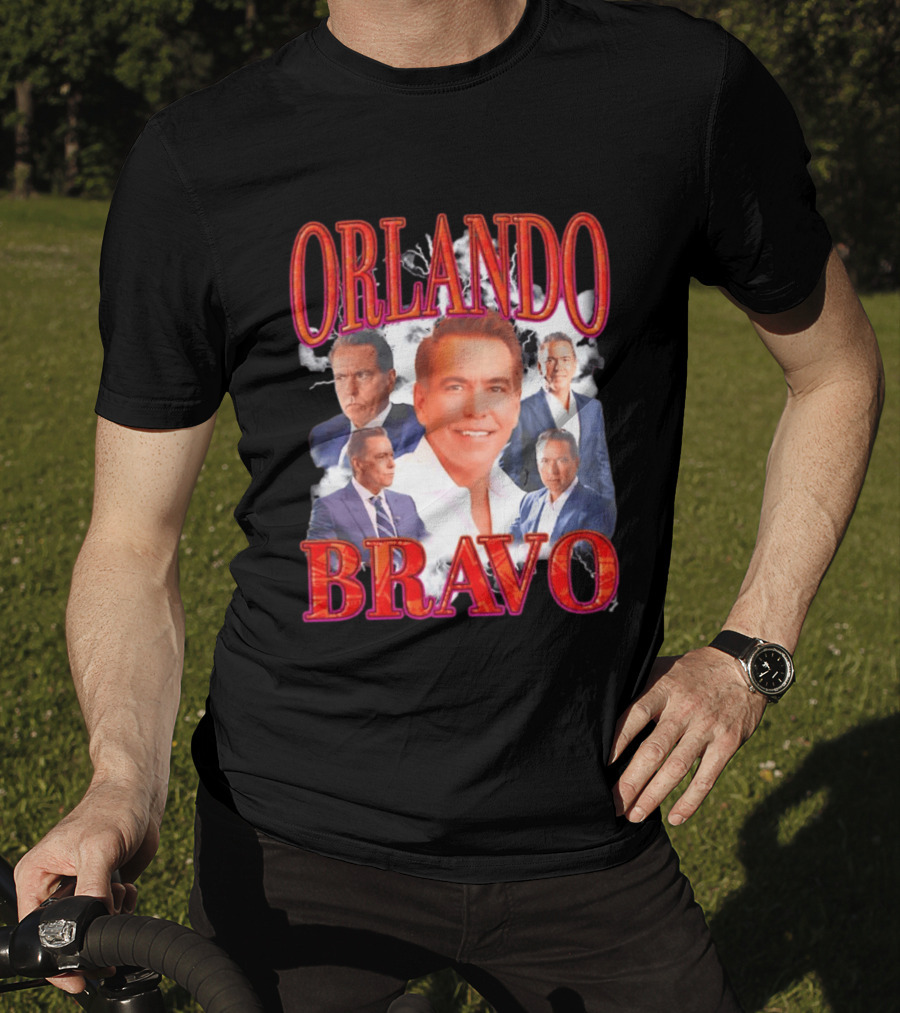 Orlando Bravo Red Text Multiple Portraits T-Shirt