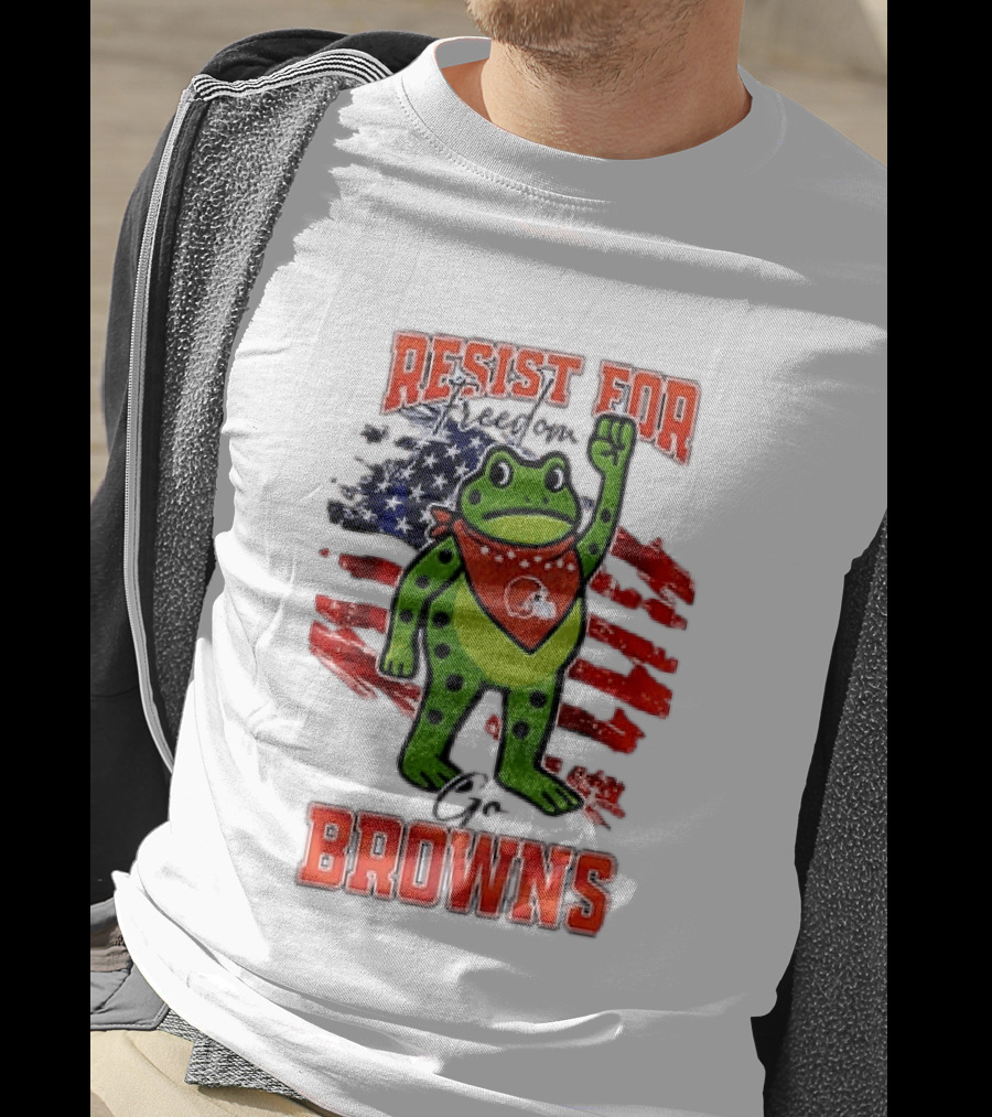 Resist For Cleveland Browns Portland Frog American Flag T-Shirt