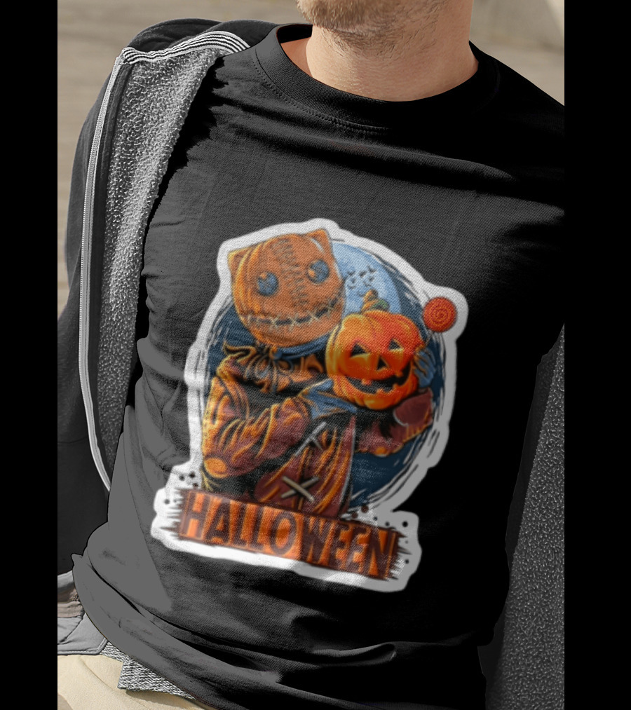 Halloween Sackman Pumpkin Lollipop Full Moon T-Shirt
