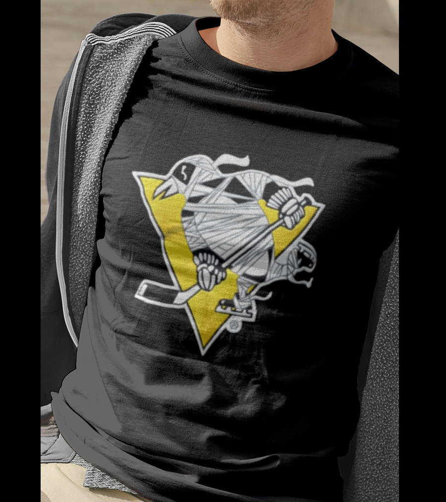 Pittsburgh Penguins Mummy Wrapped Hockey Stick Halloween 26 T-Shirt
