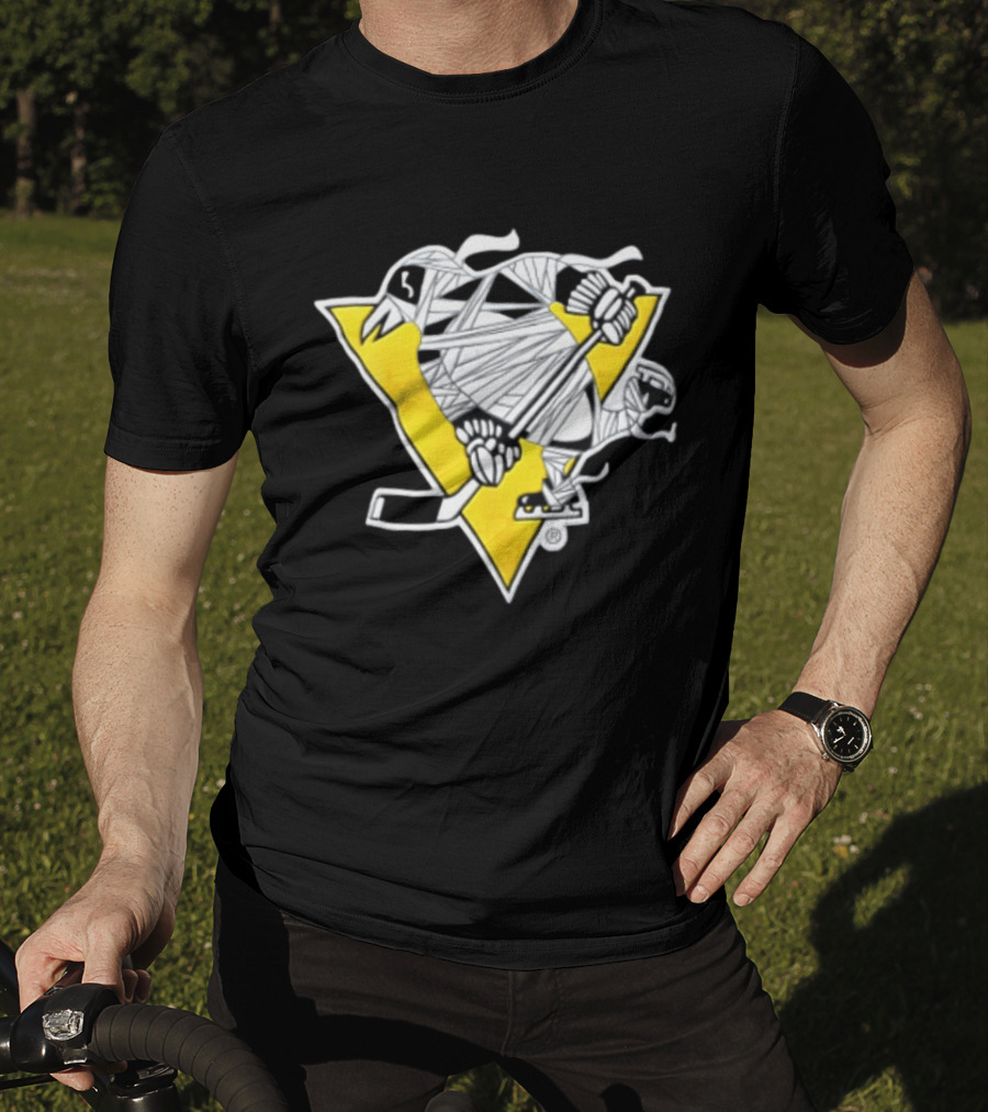 Pittsburgh Penguins Mummy Wrapped Hockey Stick Halloween 26 T-Shirt
