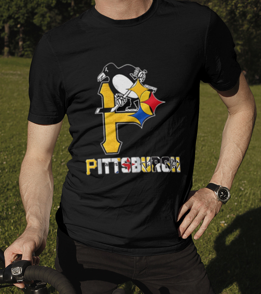 Pittsburgh Penguins Steelers P Logo Sport Map Iconic Team T-Shirt