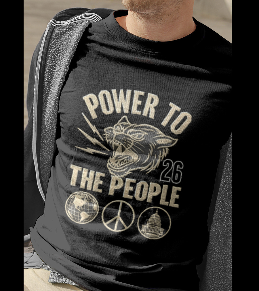 Power To The People 2026 Festival Lion Peace Globe Capitoline Wolf T-Shirt