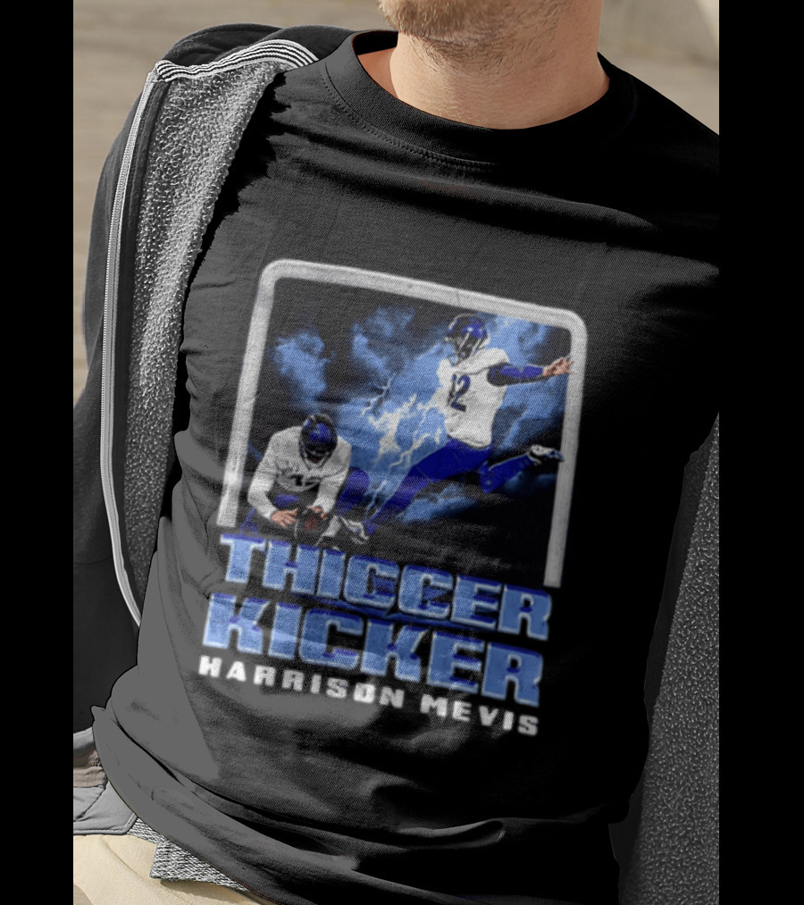 Harrison Mevis Thiccer Kicker Football Action And Lightning T-Shirt