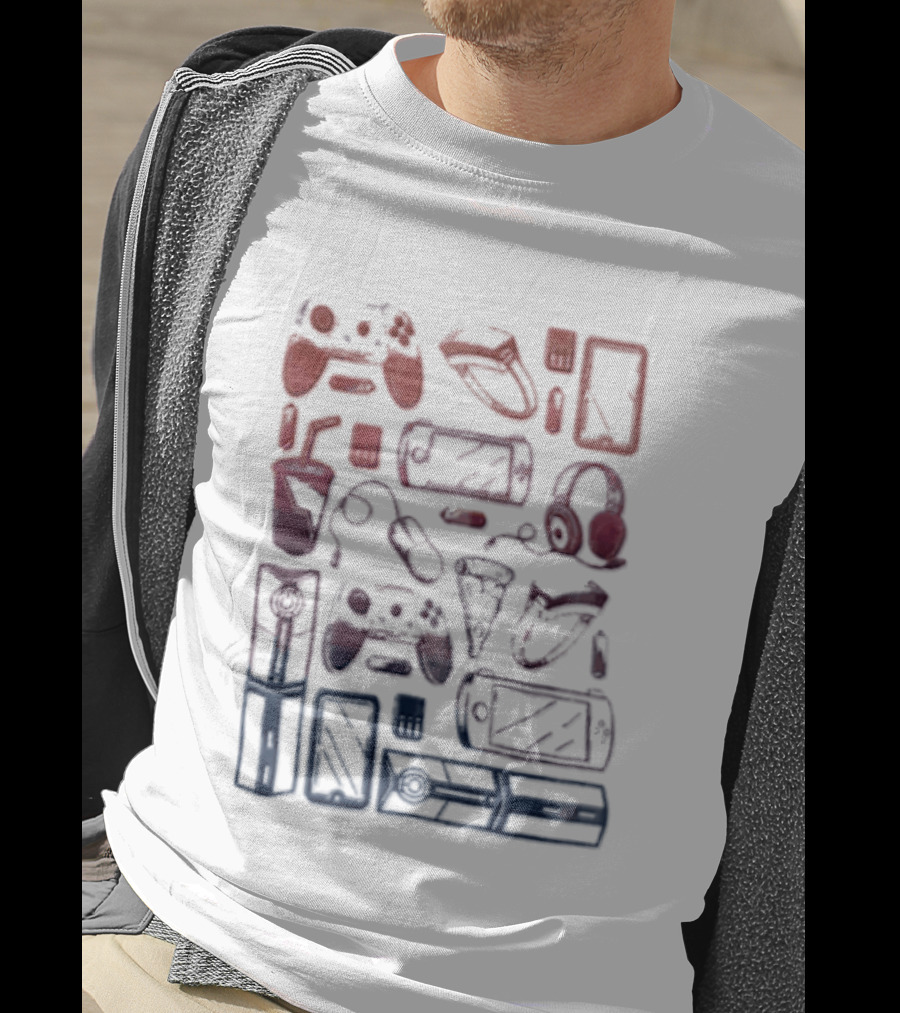 Gaming Console Controllers And Snacks Collage T-Shirt