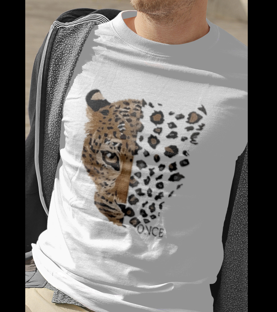 Once Leopard Face Half Animal Half Spots T-Shirt
