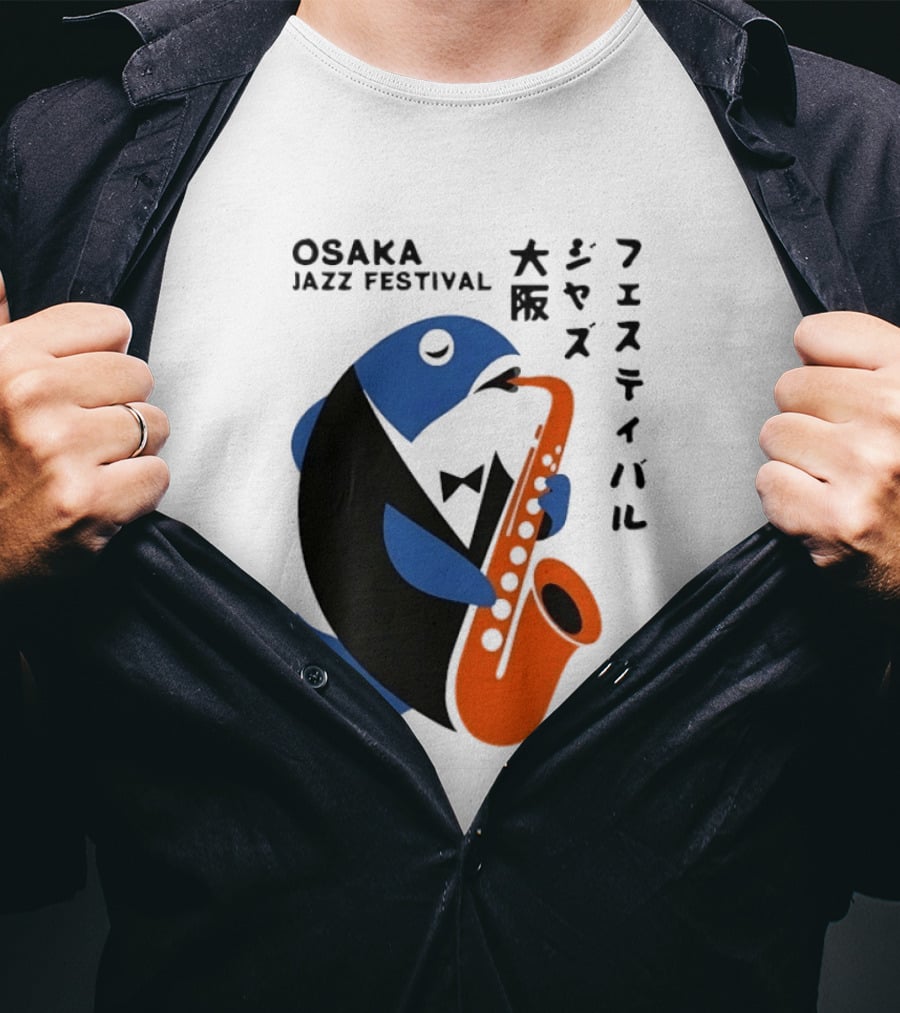 Osaka Jazz Festival 10.10.1991 Saxophone Playing Fish T-Shirt