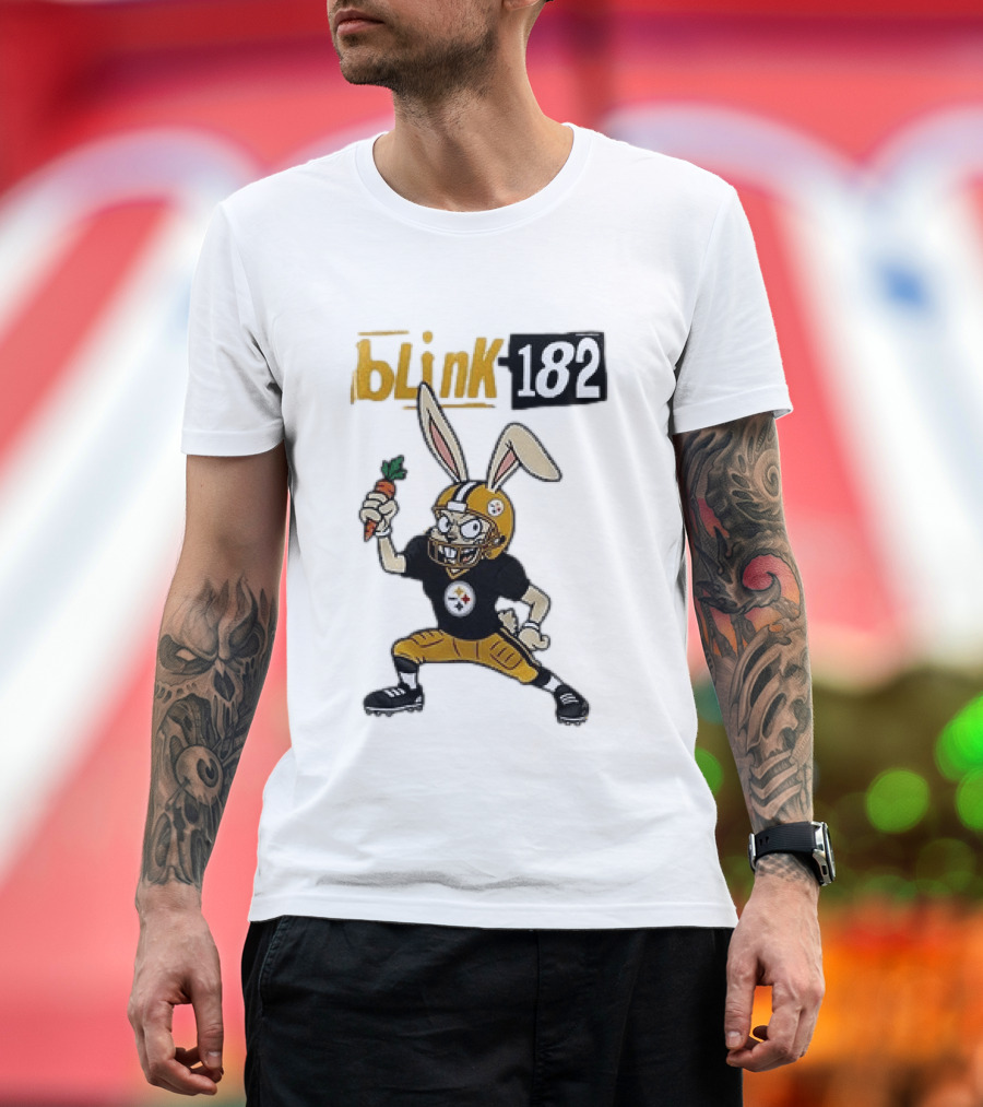 Blink 182 Pittsburgh Steelers Rabbit Football T-Shirt