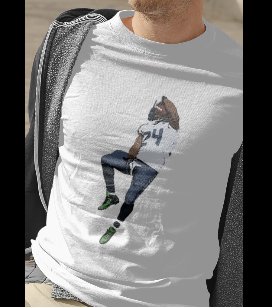 Seattle Seahawks Marshawn Lynch Number 24 Beast Mode Action Pose T-Shirt