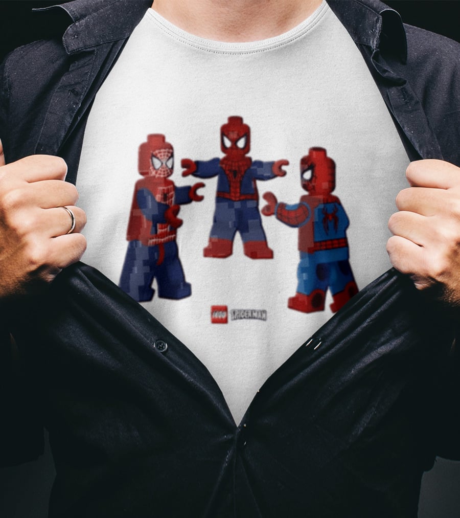 LEGO Spider Man Three Figures Meme Poses T-Shirt