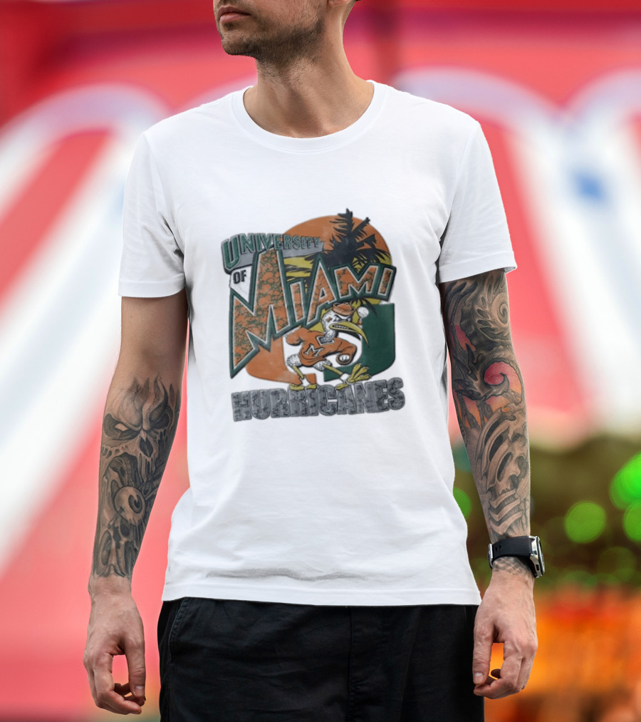 University Of Miami Hurricanes Sebastian Ibis Palm Tree T-Shirt