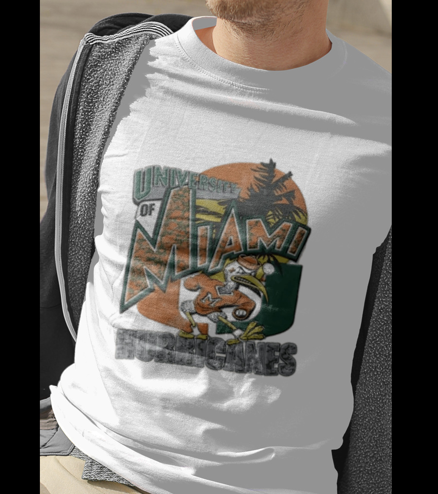 University Of Miami Hurricanes Sebastian Ibis Palm Tree T-Shirt