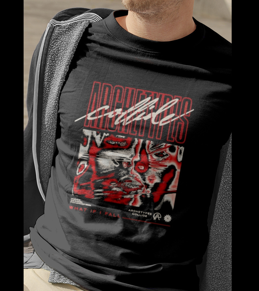 Archetypes Collide What If I Fall Head Is In The Clouds Abstract Red Faces T-Shirt